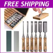 Professional Wood Carving Chisel Set with 2 Sharpening Stones - Ergonomic Handle