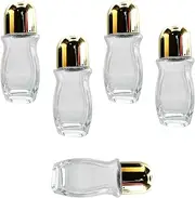 Taicols Glass Roll-on Bottles, 5 Pcs Empty Clear With Roller Ball for Deodorant Essential Oils, Vial Jars (Gold, 30ml)