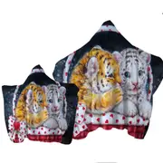Adorable Animals Art for Kids Whisper Tiger Cub Towel with Hood