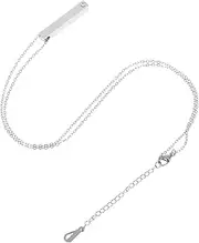 [ADOCARN] Stainless Steel Diamond Necklace Couples Necklace Necklaces Bar Neck Chain for Men Stainless Steel Jewelry Metal Neck Chains for Women Couples Neck Chain Necklace Men Silver Zircon