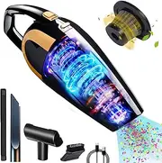 Handheld Vacuum Cleaner, 16000Pa Handheld Vacuum Cleaner, Battery Test Winner, Bagless, 120 W Car Vacuum Cleaner, Strong Mini Wet/Dry Handheld Vacuum Cleaner Wireless Vacuum Cleaner for Home, Metal