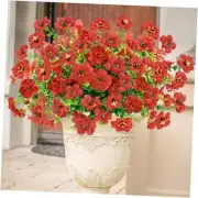 Bundles Artificial Flowers Outdoor UV Resistant Fake Flowers No Fade 10 Red