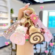 Cartoon Animal Cat Egg Roll Key Chain Kitty Cake Doll Children Kid