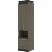Pemberly Row 20" Storage Cabinet with Pull-Out Shelf in Bark Gray and Graphite