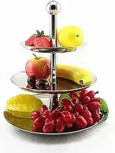 YXUANYZNB 3 Tiers Stainless Steel Fruit Plate, Creative European-American KTV Hotel Home Silver Fruit Basket Snack Tray