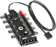 ELECTOP PC Chassis Fan Hub CPU Cooling HUB 10 Port 12V 4 Pin Fan PWM Hub Molex Controller
