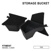 Rear Trunk Storage Bins with Pull Cord Covers For Tesla Model 3 2024 Black
