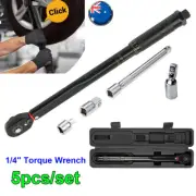 5pcs 1/4" Drive Click Torque Wrench Spanner Ratchet Socket Adapter Set Extension