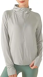 [VENLOTA] Women's UPF 50+ Lightweight Athletic Jacket, Sun Protection Long Sleeve Shirts, Full Zip Outdoor Hoodie Jacket(Large), Gray, Large