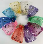 100PCS Star Moon Drawstring Bags Sparkling Organza Candy Jewelry Gift Packaging