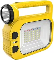 Portable Lamp, Camping Light Rechargeable, LED Flashlight Lantern, Long Battery Life, Water-Resistant Design, Gray/Yellow, for Hiking Outdoor Power Outage Home Fishing