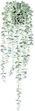 HOFMEFY Fake Hanging Plant Eucalyptus Artificial Faux Plants Indoor Small Wall Greenery Decor for Shelf with Black Pot Soft Green 1PCS 23Inch Long