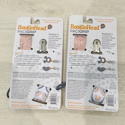 BooginHead Set of Two - 2Pk PaciGrip Pacifier Clip Pink and Gray