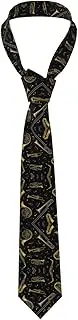 [CADREWY] Musical Instruments Print Soft Men Necktie Classic Tie For Weddings And Special Occasions Ties Business, Black