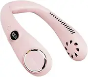 Leona Co Portable Neck Fan, Earphone Design Hands Free Bladeless Fan, USB Rechargeable Cooling Neckband for Personal Wearable Fan, Outdoor, Camping (Pink)
