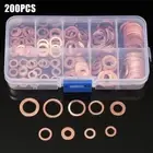 200Pcs 10 Sizes Flat Washer Assortment Kit Copper Crush Washers Seal Flat O Ring