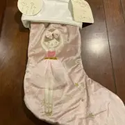 Cynthia Rowley Girls 22” Pink Velvet Ballerina Christmas Stocking Embroidered