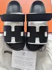 Brand New Black Hermes Chypre Sandals 38
