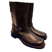 NEW! STUART WEITZMAN Maverick Black Leather Pull-On Boots Women's Sz 6.5