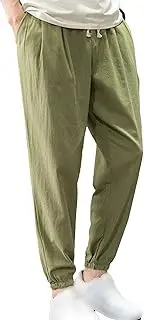 [Generic] Men's Harem Elastic Waist Yoga Pants with Pockets Casual Linen Pants Golf Beach Jogger Men Sweat Lounge Harem Trousers