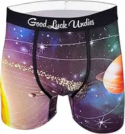 [Good Luck Sock] Good Luck Undies Men's Solar System Boxer Brief Underwear