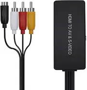 HDMI to S Video Converter HDMI to AV Composite Audio Video Converter HDMI to RCA Adapter with RCA and Svideo Cable Support 1080p for PC Laptop Xbox PS3 TV STB VHS VCR Blue-Ray DVD