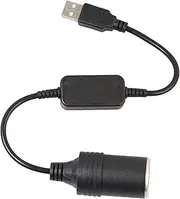 USB to Car Adapter, Adapter Cable USB Connector Cable for Wired Controller with Power Socket, Extension Converter 5V to 12V