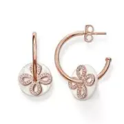 Genuine Thomas Sabo S/Sil Rose Plated CZ MOP earrings TCR587CZR RRP $449