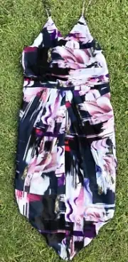New! Cooper Street Size 14 Strappy Cocktail Midi Dress Purple Black RRP 139.95
