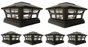 Solar Post Cap Light 6 Pcs 5x5 Solar Black Color Square Fence Post Cap Light