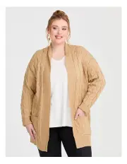 [Taking Shape] Cable Natural Cardigan in Caramel