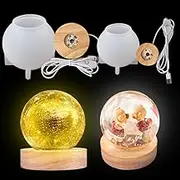 KHTAA 4PCS Large Sphere Light Resin Molds LED Silicone Molds for Resin with Wooden Lighted Base Round Crystal Lamp Silicone Molds for Resin Art,Home Decor