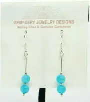 Sterling Silver Blue CHALCEDONY Gemstone Dangle Earrings #7986...Handmade USA