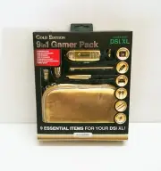 New Gold dreamGEAR Nintendo DSi XL 9 in 1 Starter Kit Case Stylus Earbuds