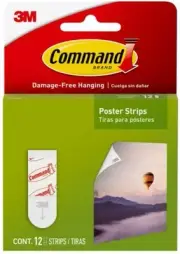 Command Small Poster Strips 12/Pkg-White 17024