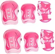 Toddmomy 6Pcs Protective Gear Knee Pads Elbow Pads Wrist Guards for Roller Skating Pink Sports Safety Gear for Boys for Inline Skating and Skateboarding