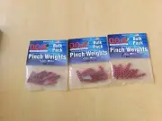 NEW 3 Packs D.O.A. Pinch Weight Lead Packs 1/8 Cal Series Red 8 Per Pack