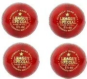 4 X League Special Leather Red Cricket Ball 4 PCE Ball Bat Friendly