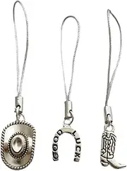 3pcs Cowboy Lover Charm Lanyard for Phone Case, Bags Accessories, Cowboy Hat and Cowboy Boot Pendant for Airpods, Key Chain, Purse, Cute Lanyard for Clothing Zipper