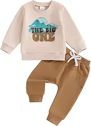 [Kayotuas] Baby Boy Birthday Outfit Toddler Fall Clothes Infant Birthday Boy Shirt & Pants Set Cute 2 Piece Cake Smash Outfits