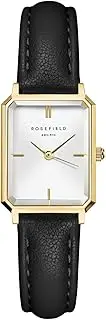 [Rosefield] Women's Octagon XS White Sunray Dial Gold-Tone Case Light Brown Leather Strap OWBLG-O85 Dress Watch, White/Gold, 19.5x24mm
