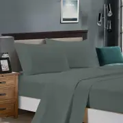 Fabric Fantastic 1000tc Ultra Soft King Single Size Bed Charcoal Flat & Fitted Sheet Set