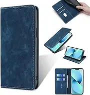 [Jeelar] ESONG Protective Case for Motorola Edge 30 Neo, Premium Magnetic Leather PU Wallet Shockproof Mobile Phone Case [RFID Protect] Foldable Leather Case, Flip Case with Card Slots, Stand Blue