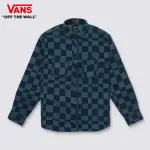 【VANS 官方旗艦】DERBY 男款藍色棋盤格長袖法蘭絨襯衫