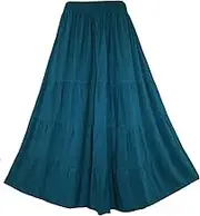 Beautybatik Women Boho Gypsy Long Maxi Tiered Peasant Skirt Plus Size
