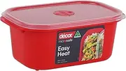 Décor Microsafe Oblong | BPA Free | Microwave Container | Steam Release Vent | Dishwasher Safe, Red, 1.6L