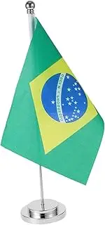 DINHEAROM Brazil Flag Mini Desk Stand Stylish Table Top Flag Polyester Material for Hotel Restaurant Home