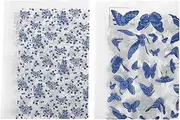 Chic Transfer Decal Paper 2 Sheets of Blue White Decal for Pottery Decor DIY Crafts