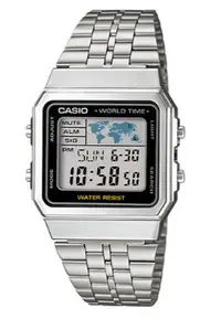 在飛比找Yahoo!奇摩拍賣優惠-【萬錶行】CASIO 世界地圖復古 防水方錶  A500WA