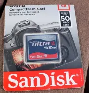 NEW! Sandisk Ultra II 512 MB Compact Flash Memory Card